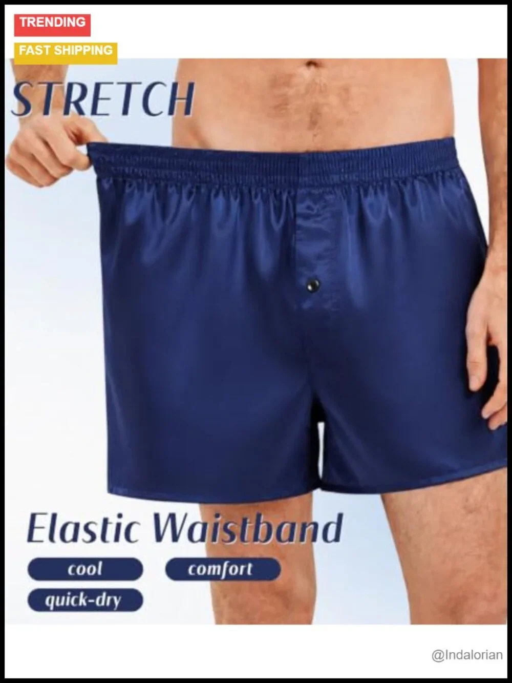 Mens Satin Boxer Shorts Silk Feeling Sleep Shorts Underwear Button Fly 6 Pack